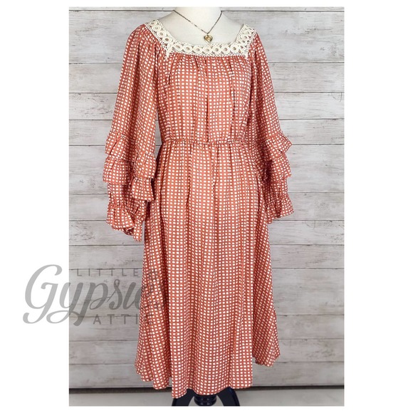 Handmade Farmhouse Prairie Midi Dress - Picture 4 of 15